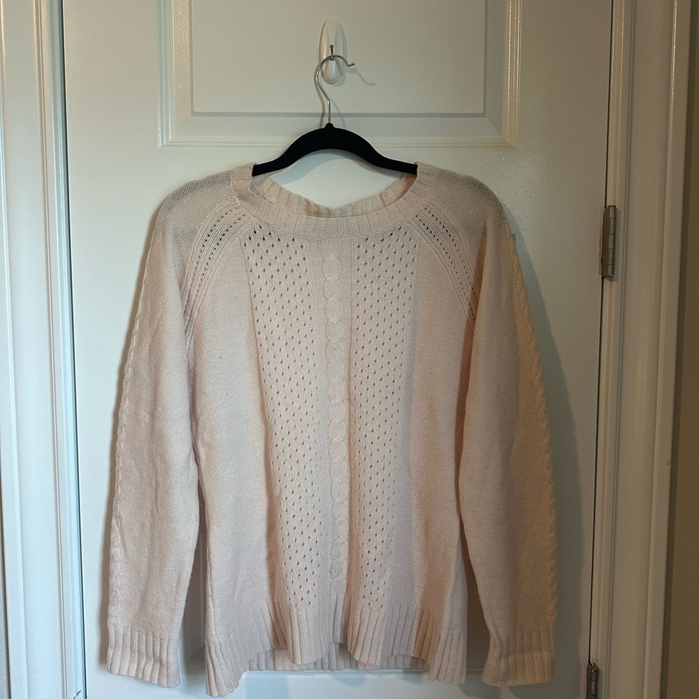 Women's Light Pink Cable Knit Smartwool Sweater